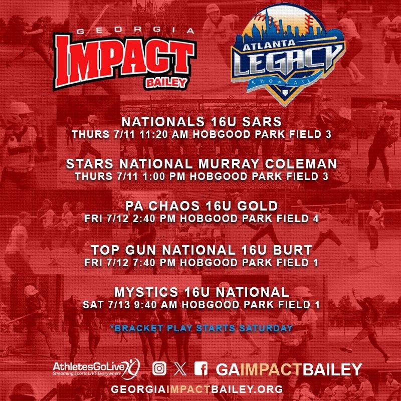 Schedule for Atlanta Legacy this week, excited to get back on the field and work. Check us out! <a href="/GamecockSoftbll/">South Carolina Softball</a> <a href="/PackSoftball/">NC State Softball</a> <a href="/UCF_Softball/">UCF Softball</a> <a href="/NccuSoftball/">NCCUSoftball</a> <a href="/CharlotteSB/">Charlotte Softball</a> <a href="/UNCSoftball/">Carolina Softball</a> <a href="/FurmanSoftball/">Furman Softball</a> <a href="/UGASoftball/">Georgia Softball</a> <a href="/skegeesoftball/">Tuskegee Softball</a>