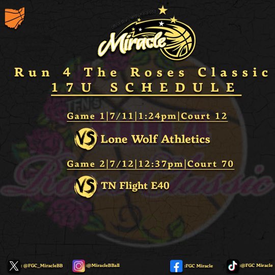 Elani Randall (@elanirandall7) on Twitter photo Hey coaches, I will be at <a href="/TFNsRun4Roses/">TFN's Run 4 Roses</a> with <a href="/FGC_MiracleBB/">FGC Miracle UA Rise</a>!
<a href="/coachced55/">Coach Cedric</a> <a href="/CoachTeddy_FGC/">Teddy Spikes</a>
<a href="/Just_Carter_/">Kiara Carter</a> <a href="/xocoachtee/">xoCoachToccara</a>
<a href="/DonchezG/">Donchez Graham</a> <a href="/coachmcguire/">Mike McGuire</a>
<a href="/agennie22/">Coach Gennie</a> Hey coaches, I will be at <a href="/TFNsRun4Roses/">TFN's Run 4 Roses</a> with <a href="/FGC_MiracleBB/">FGC Miracle UA Rise</a>!
<a href="/coachced55/">Coach Cedric</a> <a href="/CoachTeddy_FGC/">Teddy Spikes</a>
<a href="/Just_Carter_/">Kiara Carter</a> <a href="/xocoachtee/">xoCoachToccara</a>
<a href="/DonchezG/">Donchez Graham</a> <a href="/coachmcguire/">Mike McGuire</a>
<a href="/agennie22/">Coach Gennie</a>