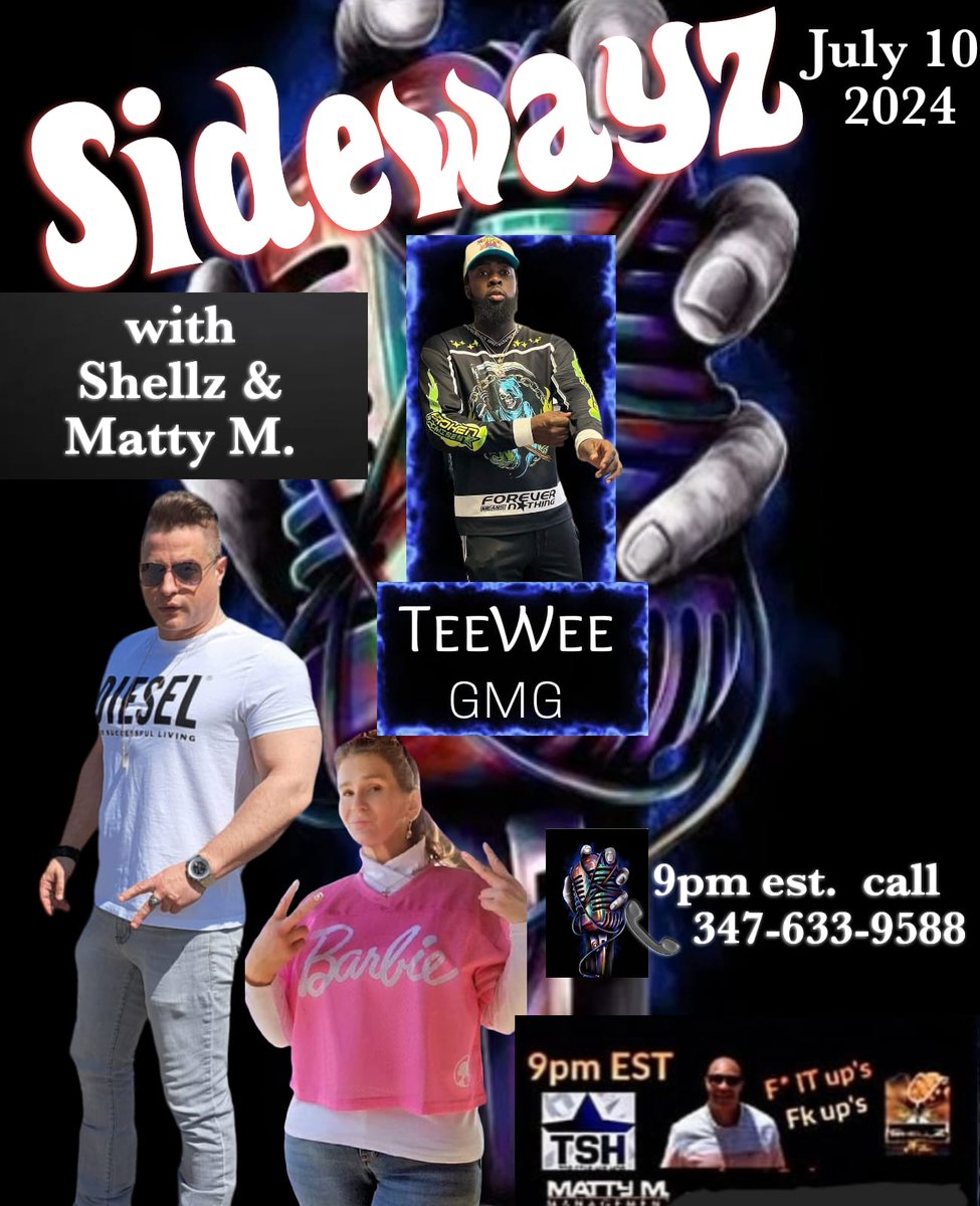 MattyManagement's tweet photo. Tonight at 9pm Est. Sidewayz With Shellz &amp; Matty M. 

With Special Guest TeeWee. 

@SidewayzWithSM @sbug926 @MattyManagement @MiltonJ02633108 #SandMManagement #Sidewayzwithshellzandmattym #shellhigh #MattyM https://t.co/MwrHCPdjex