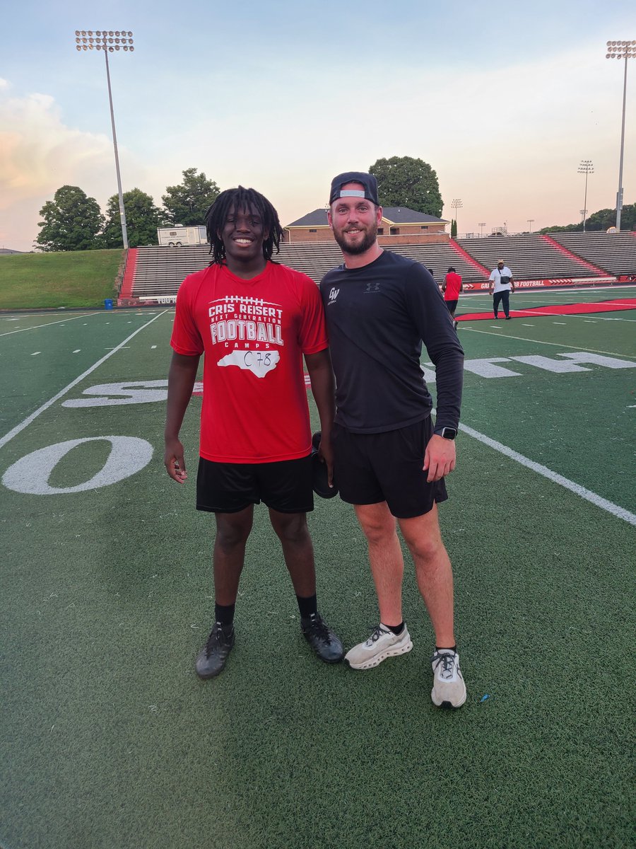 I want to thank Coach Reisert and the entire staff for the opportunity to get better July 9, 2024 at the prospect camp. <a href="/CoachReisert/">Cris Reisert</a> @2TraysBigNate <a href="/CoachVeraldi/">COACH PAYTON VERALDI</a> <a href="/CaryCoaching101/">Coach Chavar Tyrance</a> <a href="/Coachddonald/">Deron Donald</a> <a href="/TheGMHSFootball/">The Garner High School Football</a>