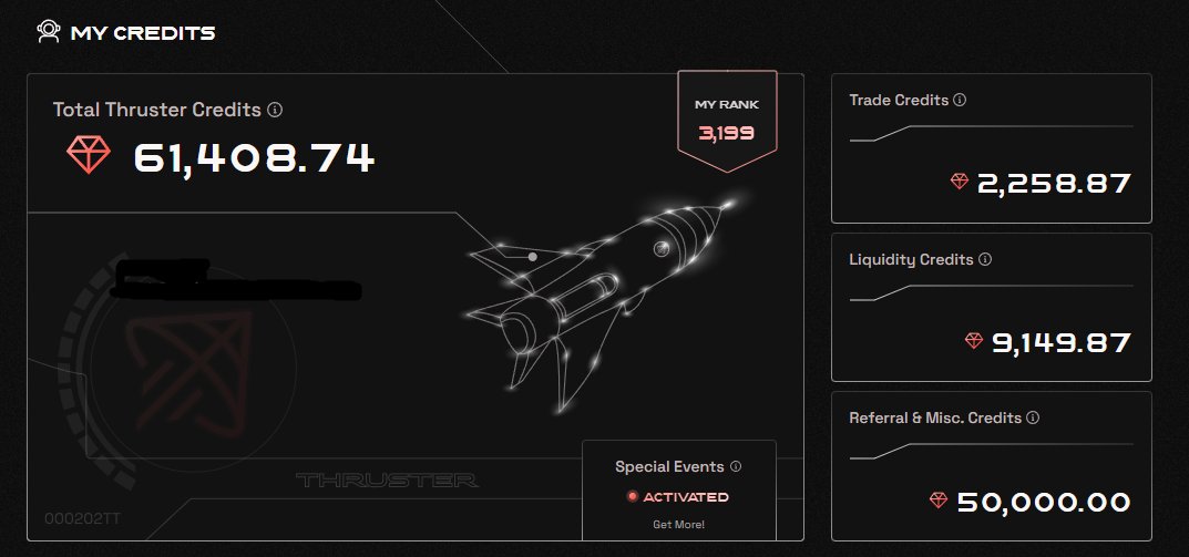 Ive been saying it before you do not want to miss out on Thruster! You did with UNI and CAKE, there is no need to fade now! I am currently rank 3199 and have never used a more smooth swap/LP provider on any other chain.

Go to @ThrusterFi  To get started!

You also get Blast gold