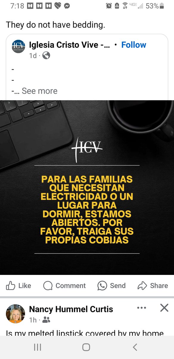 Iglesia Cristo Vive ( Christ is Alive Church) on 14035 Beechnut St, Houston, TX 77083 is offering a cool place to sleep over. Bring your sleeping bag, sheets, covers, pillows and devices to charge.