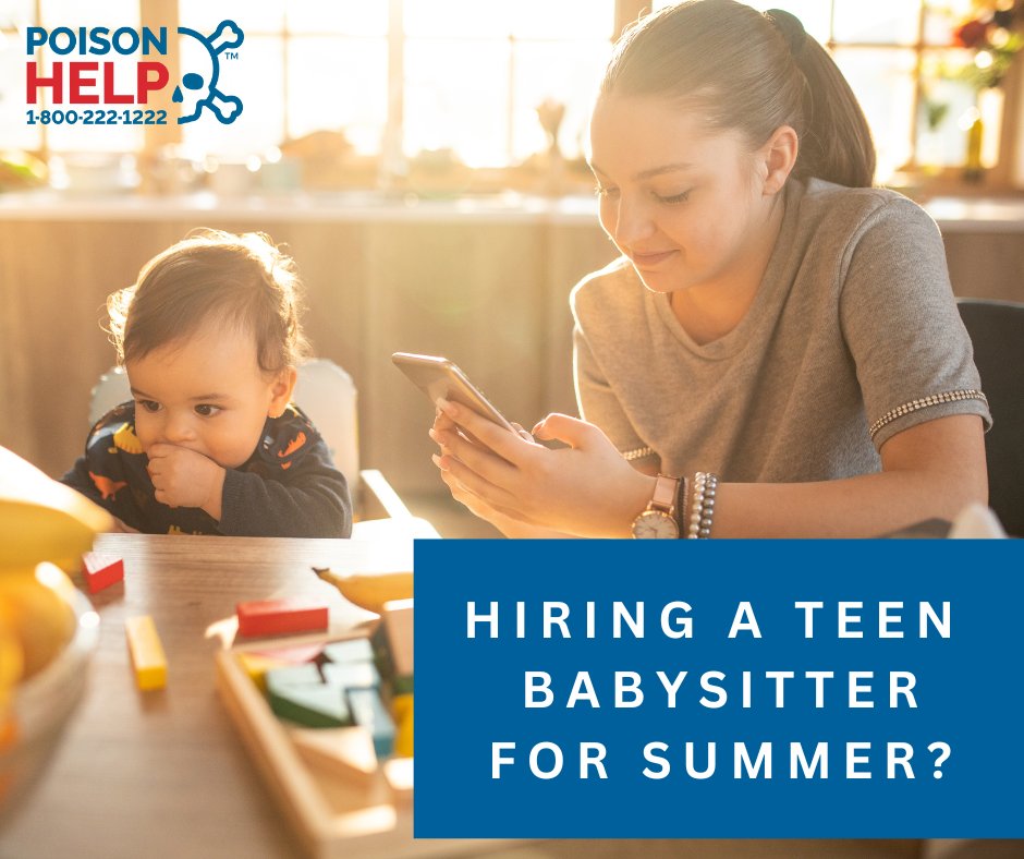 NTXPoisonCenter's tweet photo. If you are looking into hiring a teenager over the summer to babysit, be sure to have them save the Poison Helpline in their phone 1-800-122-1222!

#preventpoison #savethenumber #poisonhelp https://t.co/gwuGd1gvpz