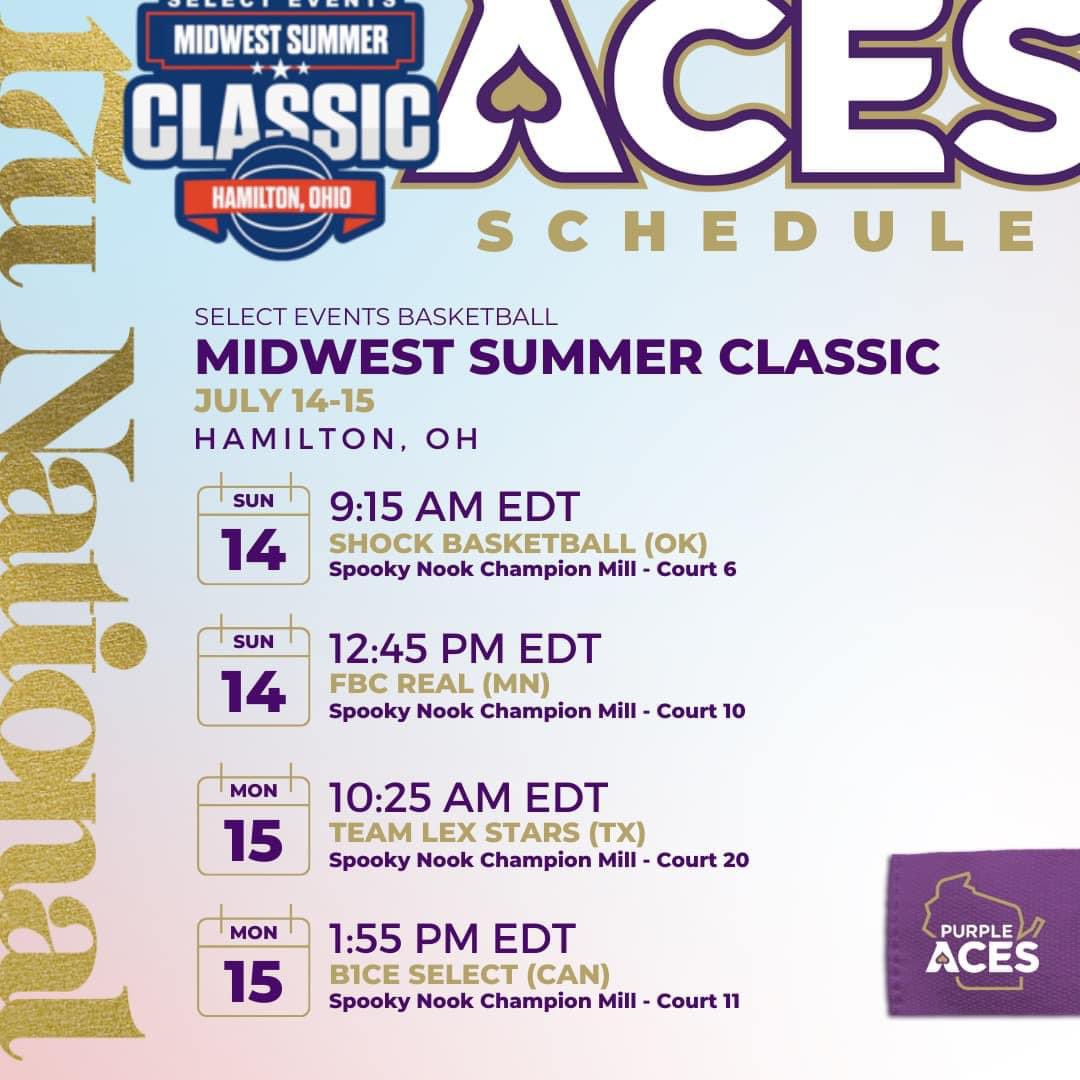 Here is my AAU Schedule for the next few days in Ohio. 💜♠️
<a href="/PurpleAcesWI/">Purple Aces</a>