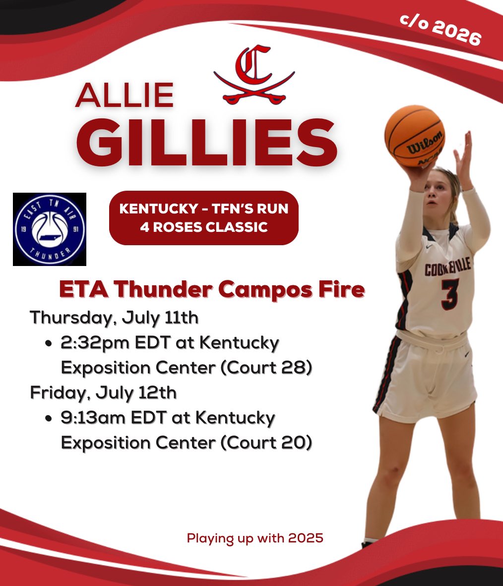 Three of our Lady Cavs are traveling to Kentucky this week to play in the Run 4 the Roses Classic! Here are their schedules…Good luck you three!! <a href="/MacyHudson2025/">Macy Hudson</a> <a href="/Kendyll2025/">Kendyll McCloud</a> <a href="/alliegillies11/">Allie Gillies</a>