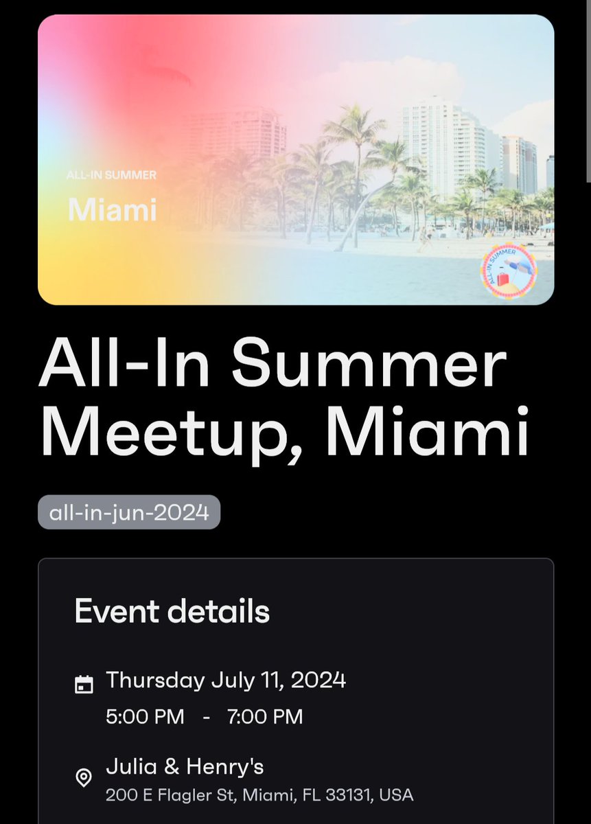 RealDannyLi's tweet image. I'll be coming to the All-In Podcast Meetup tomorrow. Let me know if you will be there!

#MiamiTech #MiamiNetworking #miamientrepreneur