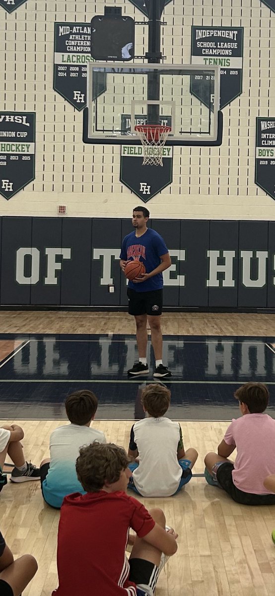 The blessings continue! <a href="/AU_MBasketball/">American U. Men's Basketball</a> rising sophomore Gibraltar Coleman visited camp today and enlightened our future Huskies with an honest reflection of his basketball journey. #winning <a href="/FlintHillHoops/">Huskies</a> 🙏🏿📚🏀 <a href="/gibraltarc1/">Gibraltar Coleman</a>