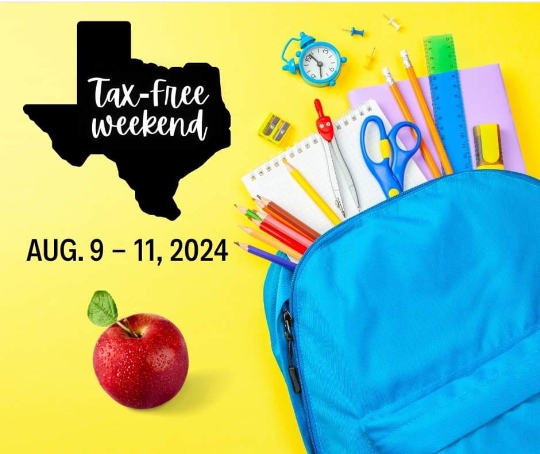This year’s sales tax holiday begins Friday, Aug. 9, and goes through midnight Sunday, Aug. 11. During this annual Tax-Free weekend, most clothing, footwear, school supplies, and backpacks (sold for less than $100) are exempt from sales tax.