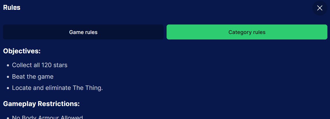 In a Historic 9 to 6 vote held by the Super Mario 64 Speedrunning moderation team, elimination of 'The Thing' is now required for all future 120 Star runs!

"I believe this change, while unexpected, will provide much needed excitement when running the game" 
- Anonymous Moderator