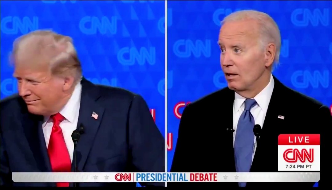liz_love_lace's tweet photo. i just realized that in the debate biden is wearing a blue tie and trump is wearing a red one. America is so unbelievably whimsical. The people there are eternally children at heart, it's beautiful. https://t.co/JqJtGAJaJO