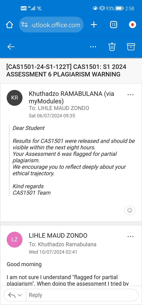 mcwahs116's tweet photo. @unisa I'm very upset! Is this your way of ensuring we do not complete our qualifications. Making false accusations! https://t.co/96AeyRxi8M