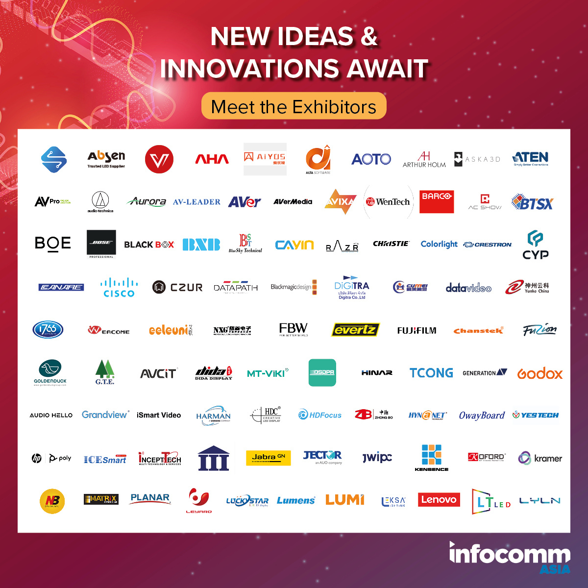 InfoCommAsia's tweet image. We&apos;re excited to share the amazing exhibitors that you can expect to see at InfoComm Asia 2024.🚀
See the latest technology innovations and solutions in the market with some first-to-debut products!👀

#InfoCommAsia #ProAVTechnology #AVTweeps #ProAV