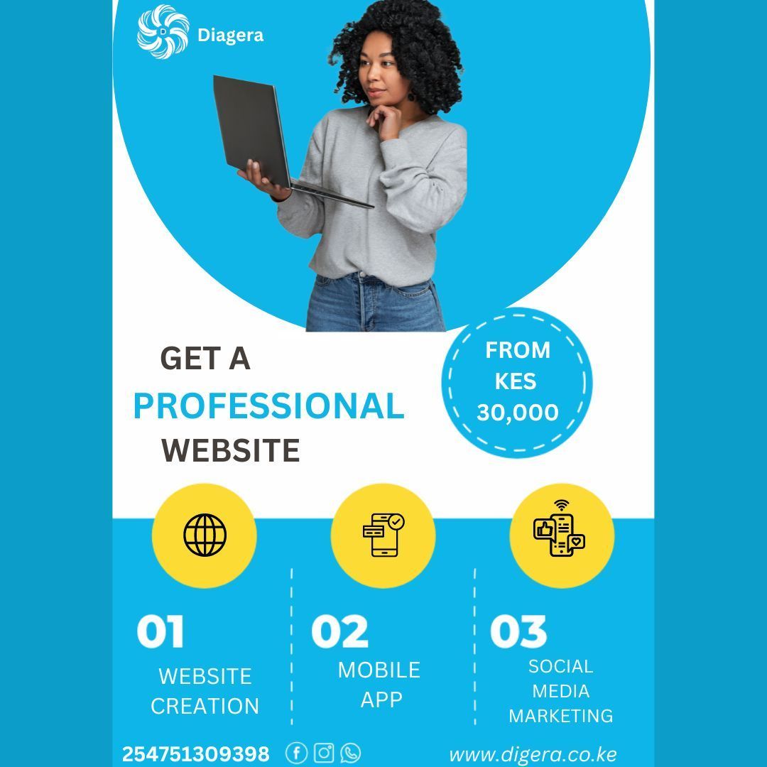 digera_ke's tweet photo. Need a professional website? Contact us and have one done for you at only  KES 30,000

Other services we have are
Mobile app development
Graphic Design
UI/UX Design
Social Media Marketing

Call us today and let us help you in this journey! https://t.co/kE0Pkv8033