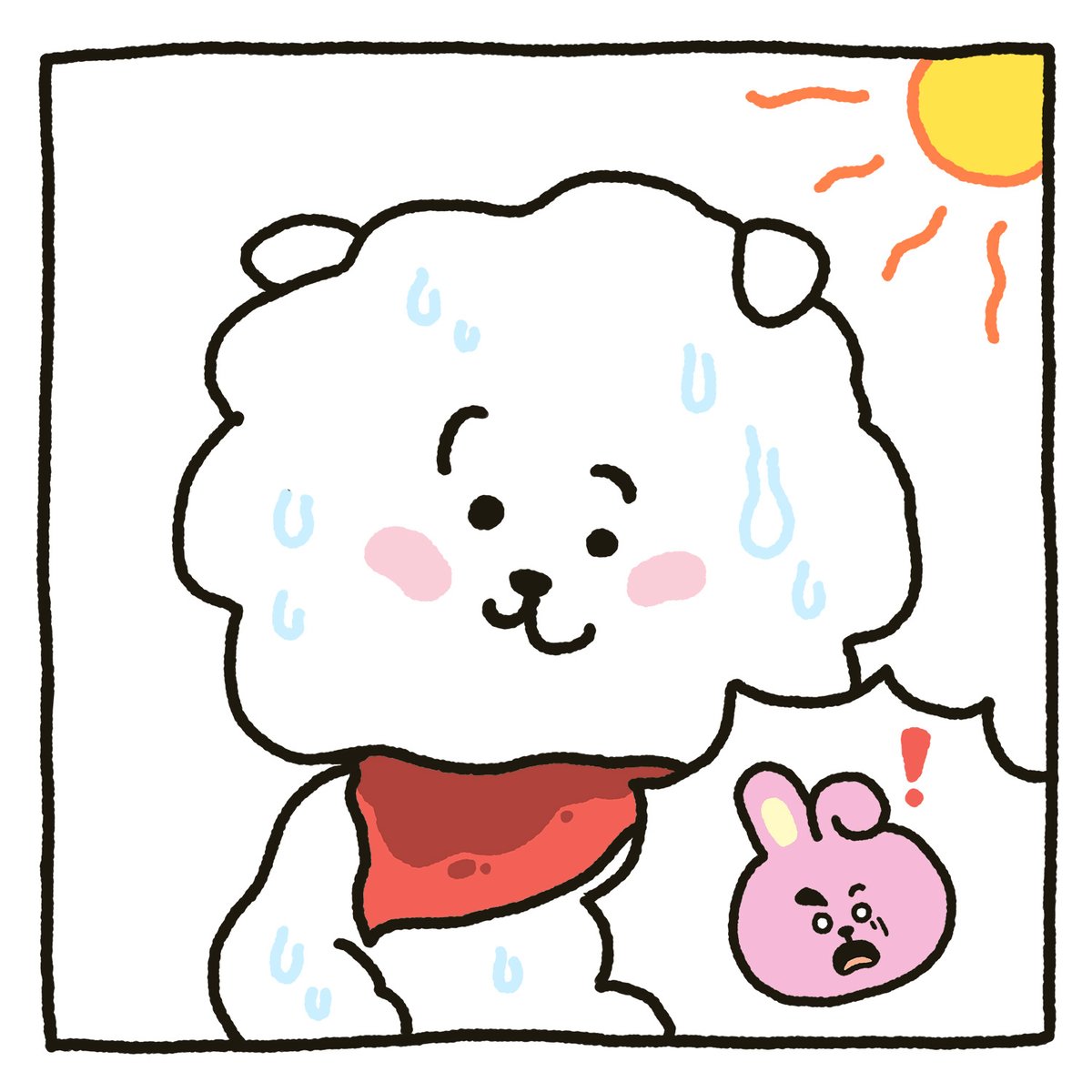 Fur-tunately RJ has COOKY aside ☁️✂️

「ファー」フェクト!RJのそばにCOOKYがいてくれて良かった☁️✂️

`모'쪼록 다행이야, RJ 옆엔 COOKY가 있어서 ☁️✂️

#BT21 #BT21TOON #RJ #SummerTrim #COOKY #LifeSaver 