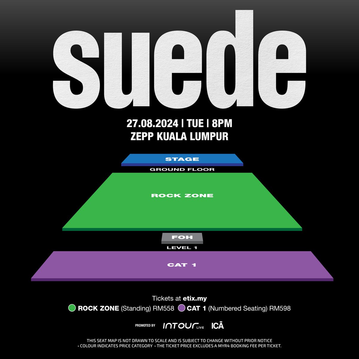 xallehrazax's tweet image. SUEDE LIVE IN KUALA LUMPUR

📅 27 August 2024
📍 Zepp Kuala Lumpur

🎟️ RM558, RM598
🔗 etix.my/Event/SUEDEKL24
⚠️ Tickets available on 16 July 2024 (2PM)