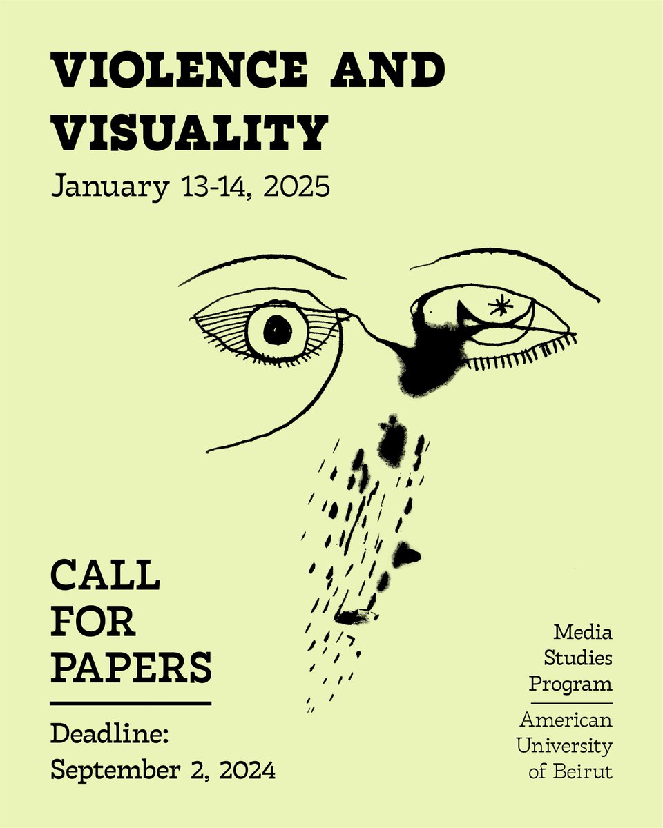 The Media Studies Program at AUB invites submissions for a conference on VIOLENCE &amp; VISUALITY in January 2025. You can find the full call for papers here: aub.edu.lb/fas/soam/Pages…. We hope you’ll submit something, and please share widely!