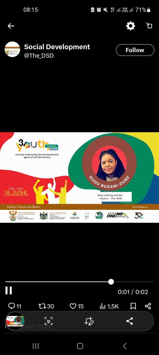 MissDabea's tweet photo. Join us as we commemorate Youth Month by reflecting on South Africa's 30 Years of Democracy and Beyond. 

📅: Thursday, 11 July
🕒: From 15:00

#Watch on DSDtv: https://t.co/4j8MeRXwWa…

#DSDyouthday
#DSD48thcommemoration https://t.co/gFCW47WxzC