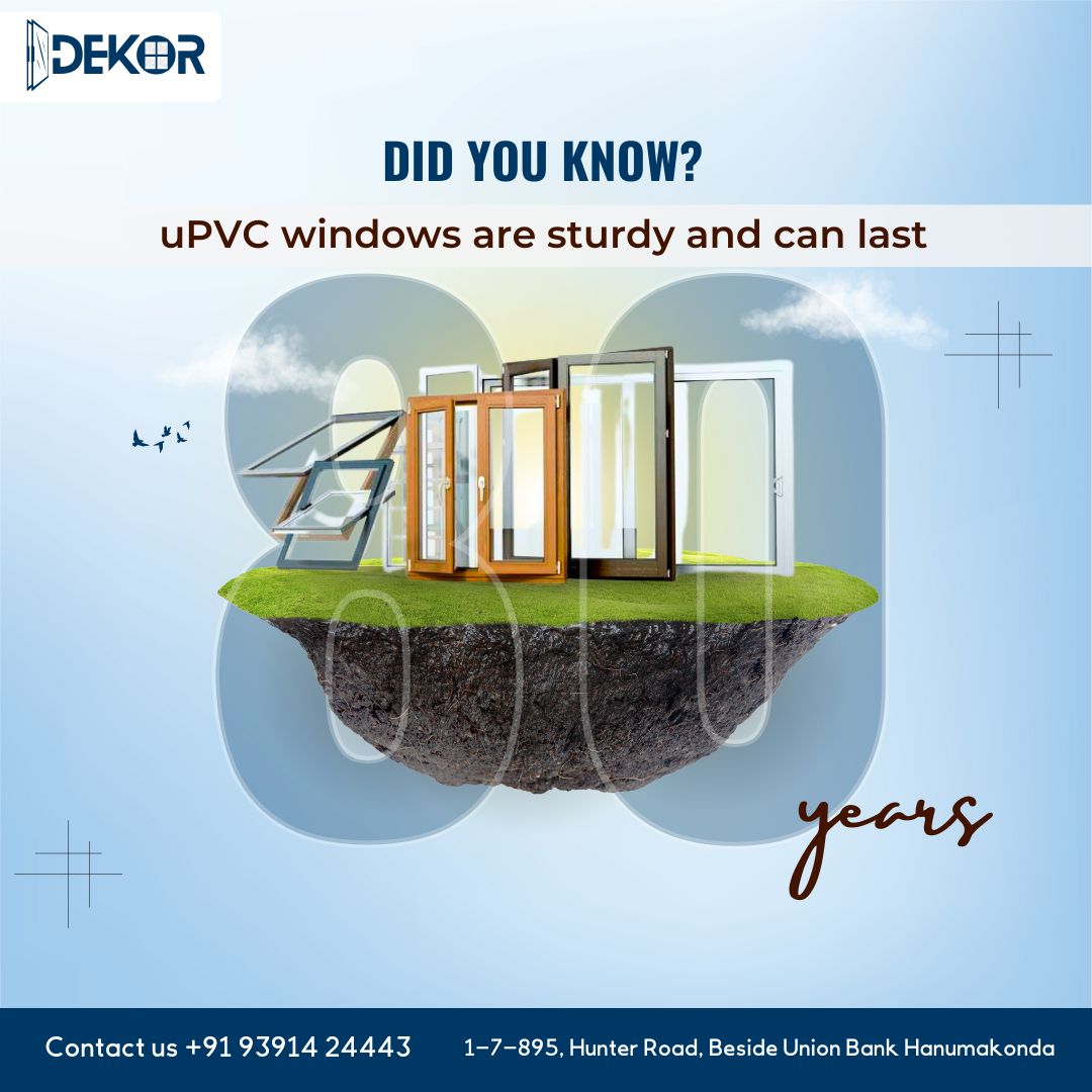 DekorUPVC's tweet photo. Did you know? uPVC windows are incredibly sturdy and can last up to 80 years! Upgrade to durability today!

#Dekorfabrications #warangal #upvcwindows #upvc #upvcdoors #windows #upvcindonesia #upvcwindowsanddoors #upvcwindow #upvcberkualitas #upvcprofile #doubleglazing #upvcconch https://t.co/9Q9CdFgjYd
