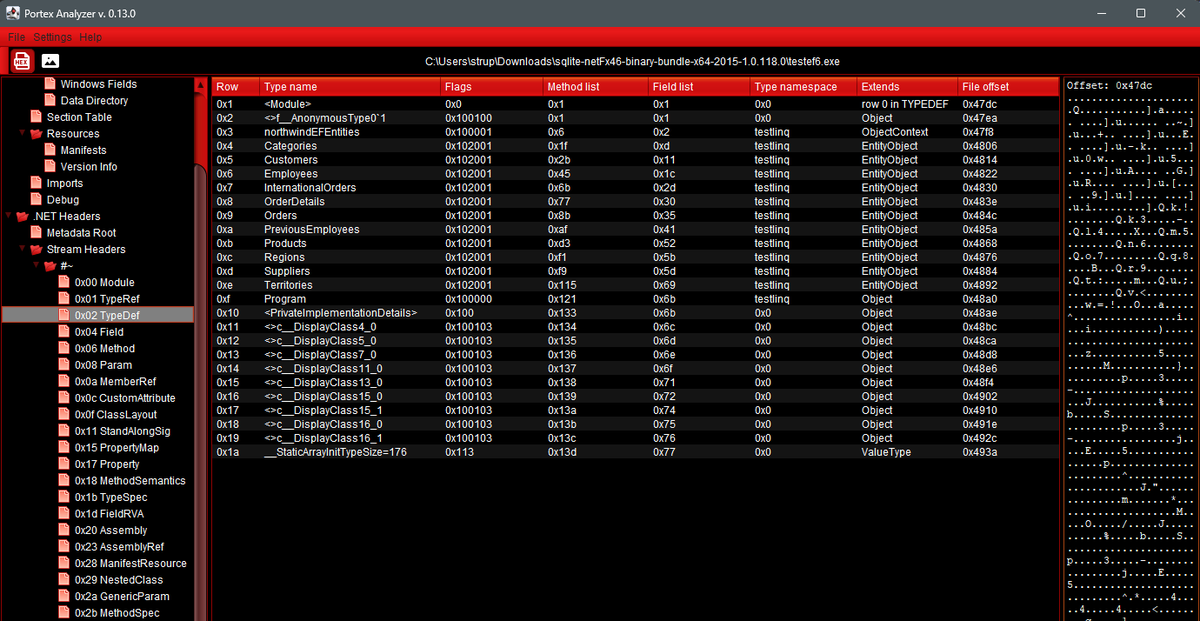 struppigel's tweet photo. 🔍PortexAnalyzerGUI v 0.13.0 released
🔗 https://t.co/0XcnaB9P5E
➡️ .NET metadata
➡️ reversing hints
➡️ more anomalies
#PortexAnalyzer https://t.co/9iAggDrinw