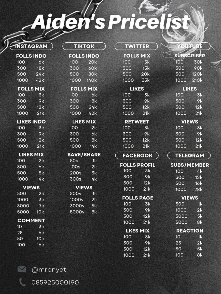 HEYHO! ready fast process followers folls likes views comment komen permanent real aktif semua kebutuhan sosmed instagtam ig tiktok tt youtube yt twitter x #zonauang  31

📌 1000+ testi di pinned 
📌  tanpa password &amp; bergaransi
☎️ dm <a href="/mronyet/">Den</a> / tiny.cc/textden