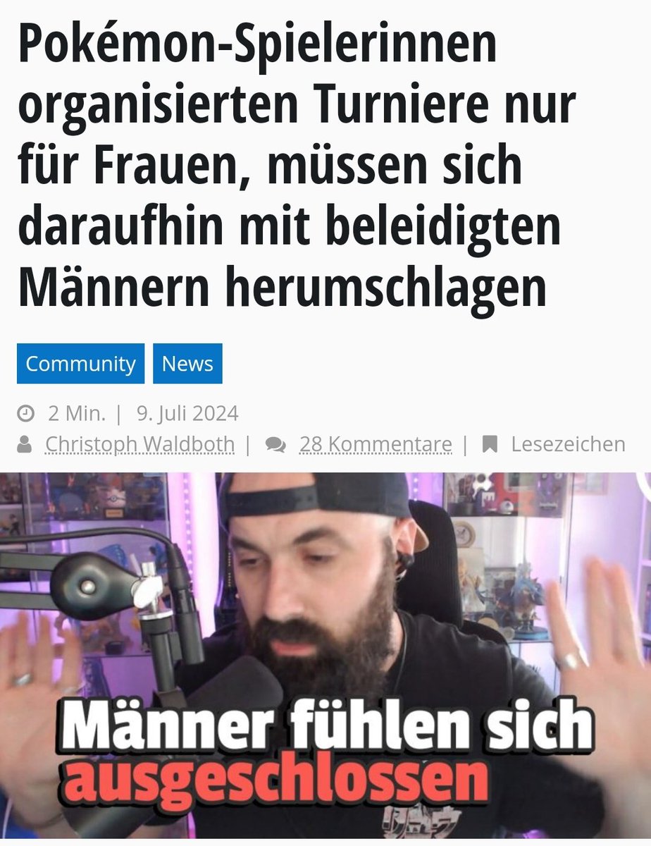 Mori🌻 (@mori09tv) on Twitter photo Warum so wenig Frauen im Gaming und E-Sport sind Part 199:
Frauen organisieren Turnier für Frauen um mehr Frauen zu ermutigen. Alles läuft gut bis ein paar Männer sich ausgeschlossene fühlen. Daraufhin Hass und Hetze. Die Frauen brechen ab und  somit spielen weniger Frauen 🙃 Warum so wenig Frauen im Gaming und E-Sport sind Part 199:
Frauen organisieren Turnier für Frauen um mehr Frauen zu ermutigen. Alles läuft gut bis ein paar Männer sich ausgeschlossene fühlen. Daraufhin Hass und Hetze. Die Frauen brechen ab und  somit spielen weniger Frauen 🙃