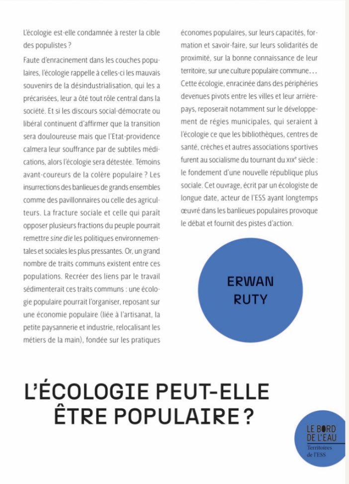 Timothée Duverger (@tduverger) on Twitter photo « Faire de l’écologie un horizon d’émancipation des classes populaires : autour de cet enjeu politique brûlant, l’essayiste Erwan Ruty déploie une fine réflexion »
<a href="/lemondefr/">Le Monde</a> fait une critique très élogieuse de ce livre paru dans ma collection.
👉 lemonde.fr/idees/article/… « Faire de l’écologie un horizon d’émancipation des classes populaires : autour de cet enjeu politique brûlant, l’essayiste Erwan Ruty déploie une fine réflexion »
<a href="/lemondefr/">Le Monde</a> fait une critique très élogieuse de ce livre paru dans ma collection.
👉 lemonde.fr/idees/article/…