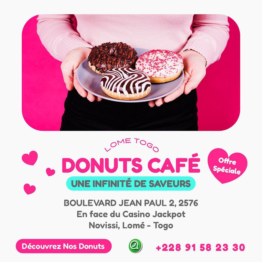 Bonjour  👋 🫦🍩 Good Morning from/de Lomé 🇹🇬 <a href="/donut_tg/">Donuts Café 🇹🇬</a>  

📍2576 Boulevard Jean Paul 2
En face du Casino Jackpot 🎰
☎️ +228 91 58 23 30

#donutscafe #lometogo #lométogo 
#donut #doughnut #TT228 #tgtwittos

donut.tg