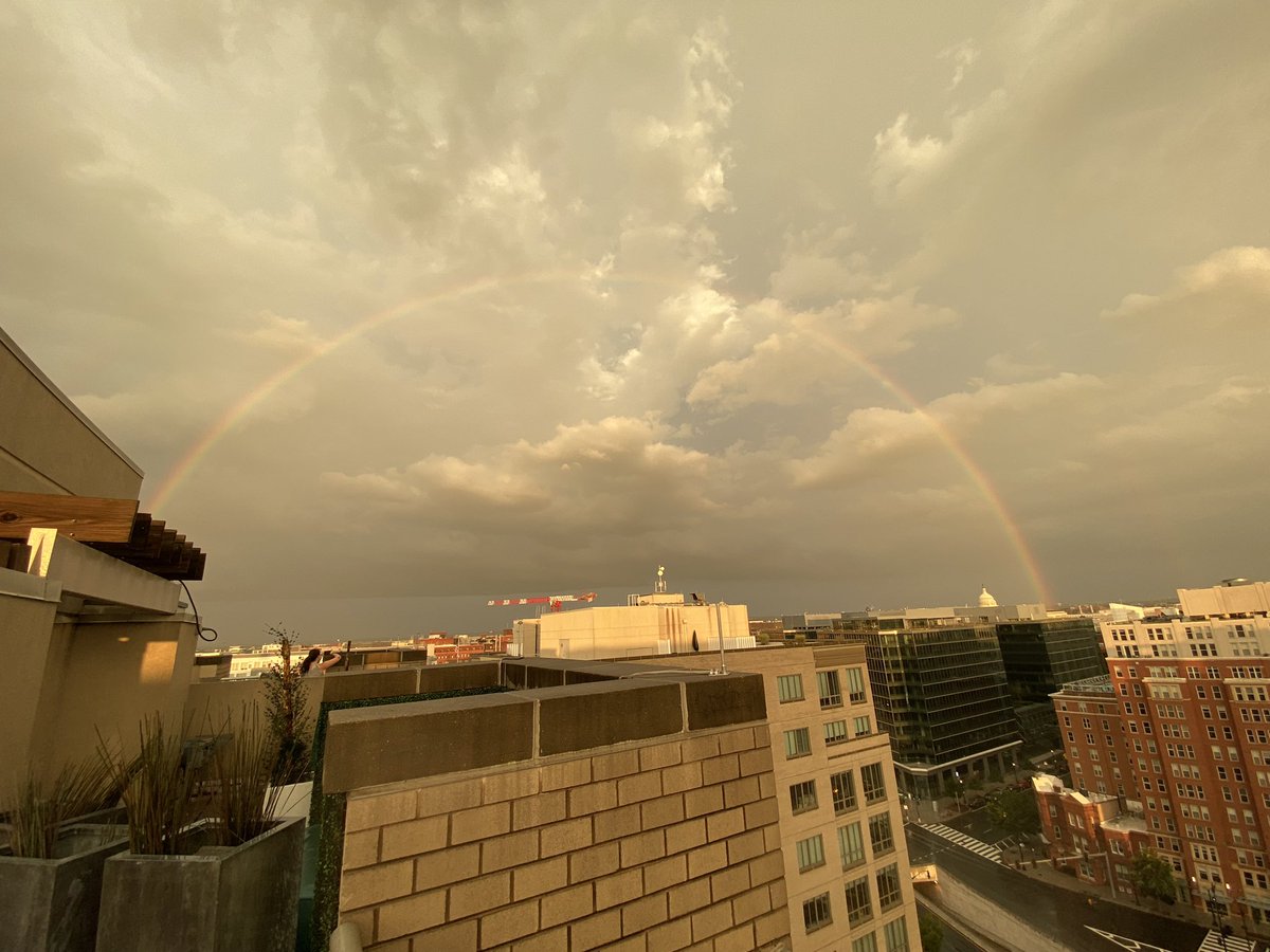 DPVine's tweet photo. NATO flyover canceled due to the weather, but then this marvel appeared 
#rainbow #arch #storm #capitol #nofilter #washingtondc @capitalweather https://t.co/vvQ74TawhN