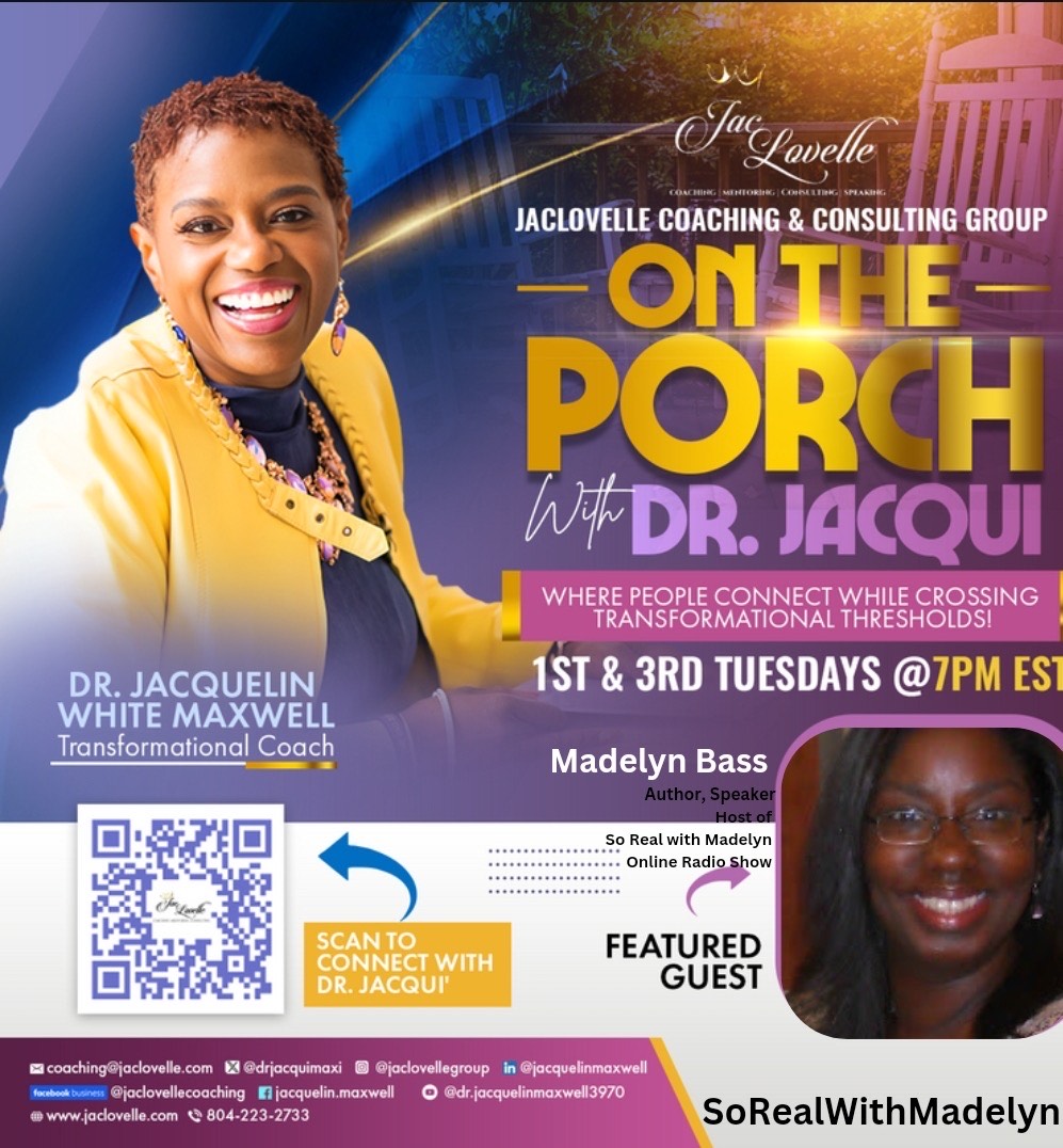 MadelynBass's tweet photo. Did you Miss this Conversation! I had so much fun #OnThePorch with Dr Jacqui 
#SoRealWithMadelyn Online is Back on Track! LISTEN NOW https://t.co/D00zKBHy0m https://t.co/j5uE6nBMP1