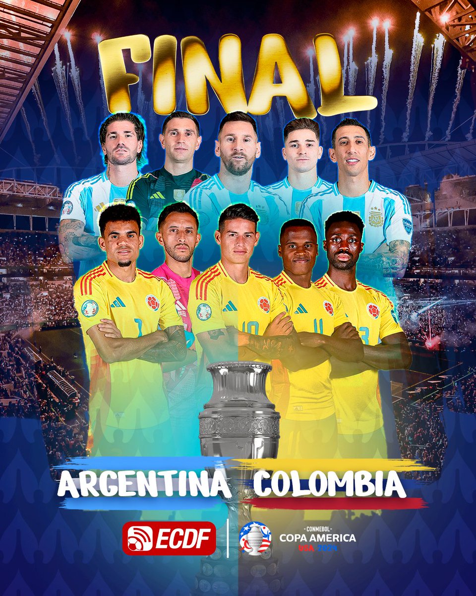 ElCanalDFutbol's tweet photo. 😱🔜🏆 ¡QUÉ FINAL QUE SE NOS VIENE, SEÑORES...!
⚽️ Colombia y Argentina se enfrentarán en la gran final de la Copa América este domingo en Miami 🏟️
😎 Este compromiso lo podrás disfrutar en nuestra página web
#CAxECDF 🏆 https://t.co/iFtck6zLoh