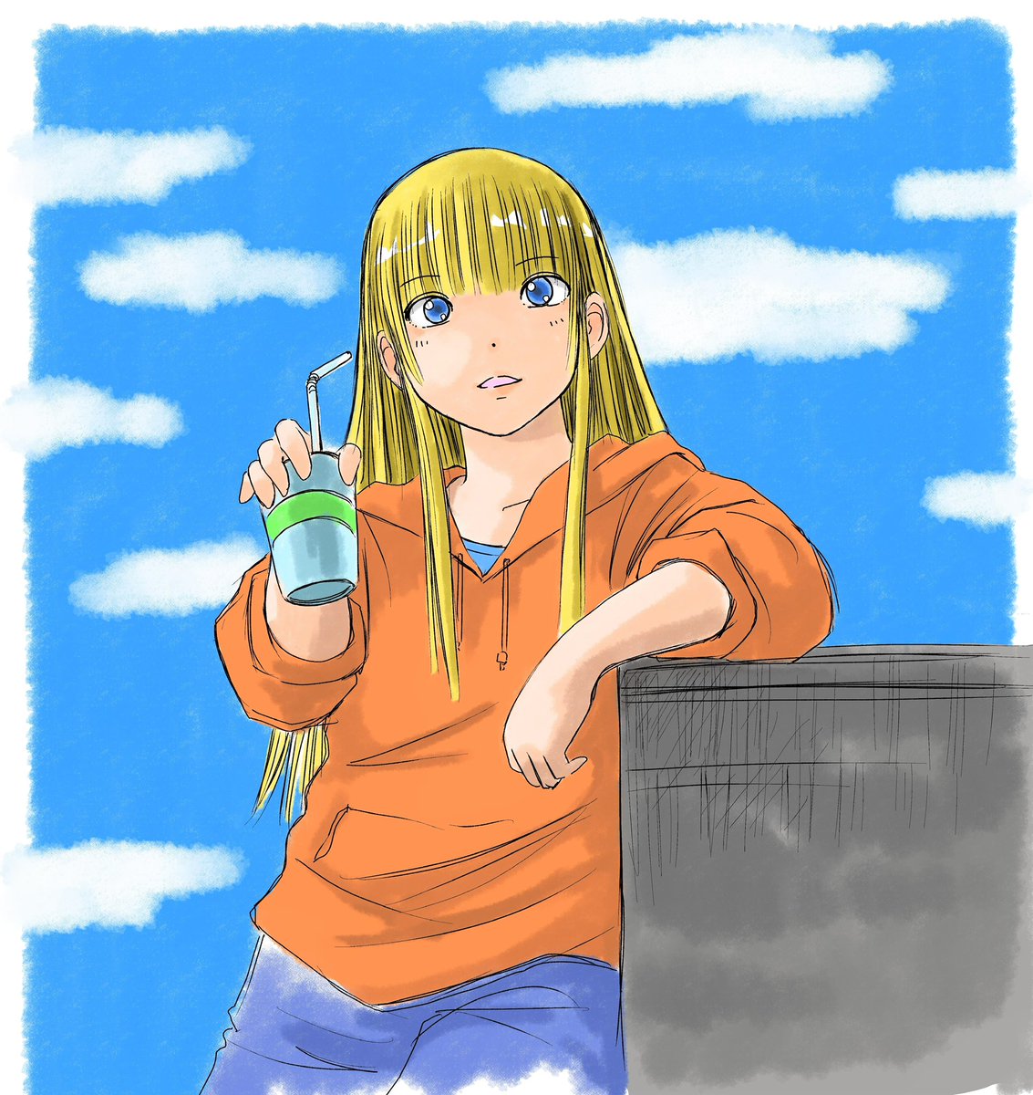 「#このタグを見た人は黙って飲み物を持ったキャラを貼る 」|まるも☆『きゃぴ』Kindle版発売中！のイラスト