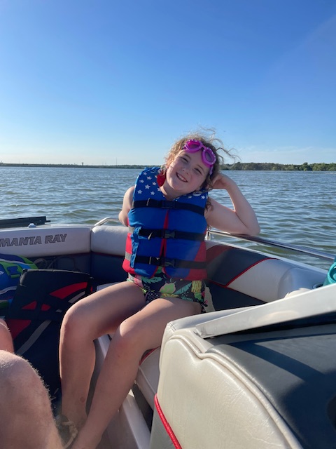 We took the boat out recently too! Another bingo score! Hair blowing in the wind, on a boat! #DESisBEST #summerbingo