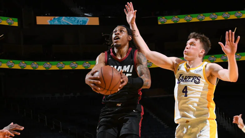 jcblanco22's tweet image. The #Heat leveraged dominant all-around performances from #KeshadJohnson and #AlondesWilliams to edge #BronnyJames and the #Lakers in #CaliforniaClassicSummerLeague play Wednesday evening. Recapping Miami's 80-76 victory @NBAcom: nba.com/news/2024-cali…