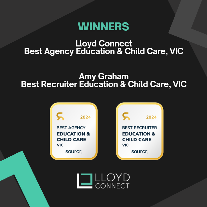 LloydConnect's tweet photo. We did it! Lloyd Connect is thrilled to be named Best Agency - Education &amp; Child Care (VIC) 2 years in a row in the 2024 #SourcrAwards! Huge congratulations to our amazing team and especially to Amy Graham who also took home Best Recruiter - Education &amp; Child Care (VIC)! https://t.co/FwsdNPOHHE