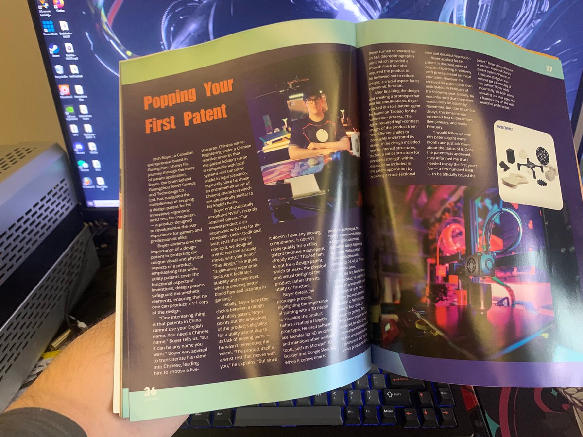 NVNT_R's tweet photo. Honored to have my gaming mouse patents and story featured in @Thats_Beijing Magazine again!
Big things are cooking up in the NVNT lab!
Read here: https://t.co/gKnGlCYnbA
#NVNT #gamingmouse #china #guangzhou #thatsmags #patent https://t.co/ggRJasexa8