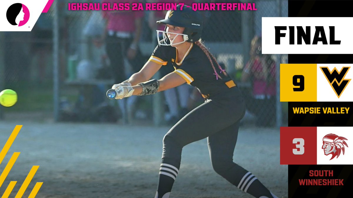 IGHSAU 2A Region 7 - Quarterfinal
🥎 | Final
Wapsie Valley - 9
South Winneshiek - 3

The Warriors will advance to Friday's regional semifinal! They will host Osage @ 7:00 pm.
#WarriorPride #WVSB #iahssb