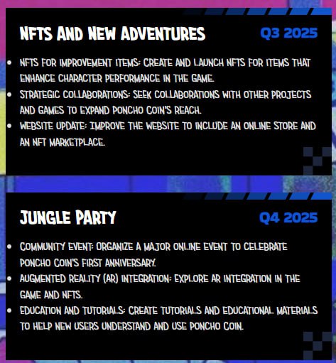 🚀 Excited to unveil our roadmap for $Poncho token! 🐒🗺️ From enhancing our jungle infrastructure to swinging into new markets, we're poised for a bananas journey ahead! 🍌 Stay tuned for updates and join us as we climb higher! t.me/+5YtdiZsysO9mN…