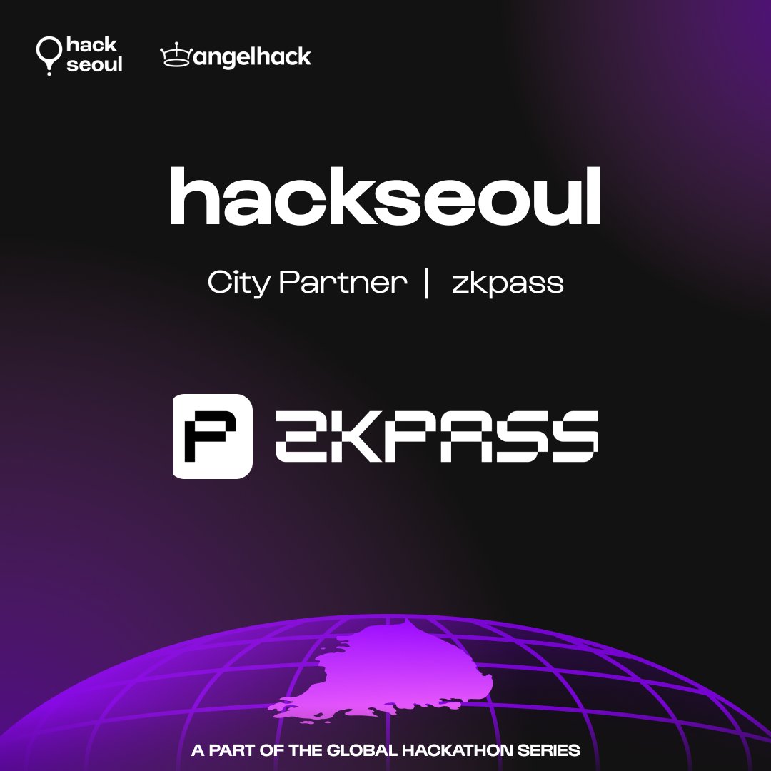 AngelHack's tweet photo. π @zkPass joins #hackseoul as a City Partner!π
Empowering a safer, more private digital future with cutting-edge zero-knowledge proof technology.π
Join us Aug 24-25 at Coupang HQ! Limited spots available, register now π https://t.co/Ffc6a6WLuG https://t.co/sz3FnlsLCx