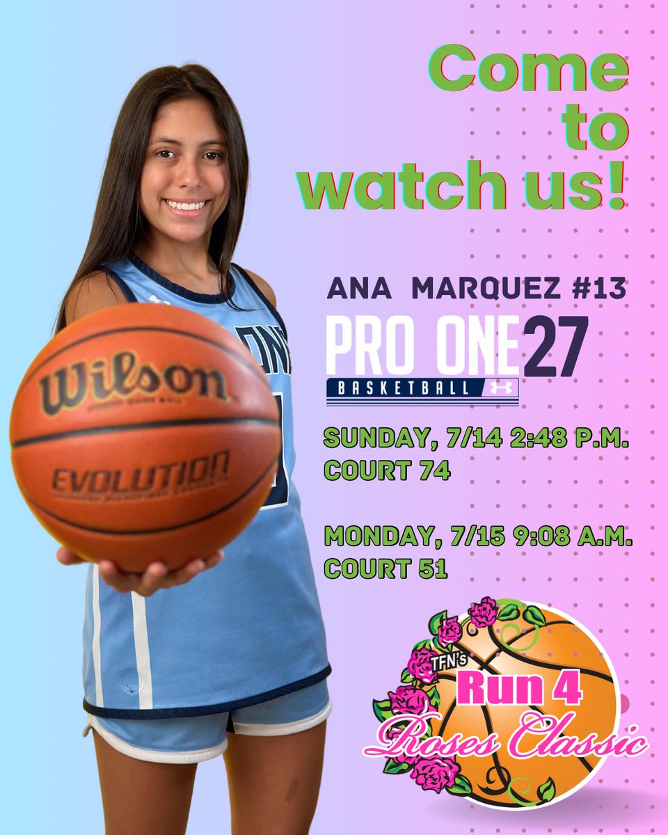 Run 4 Roses coming upppp 👀👀 Excited to play in this tournament with my team! <a href="/Pro1GirlsBball/">Pro One Basketball Club_ Girls</a>