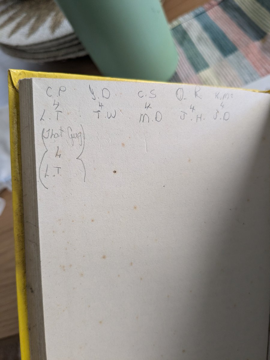 sophiebeerdraws's tweet photo. Cool book inscriptions in some recent acquisitions:

- Larisa Thomas owned The Magic Faraway Tree in 1987. Her and her friends used the back page to write out the initials of their crushes. 

- Wesley, aged 2, got ahold of a crayon and this copy of Jack and the Flumflum Tree. https://t.co/AM5RBL5VsX