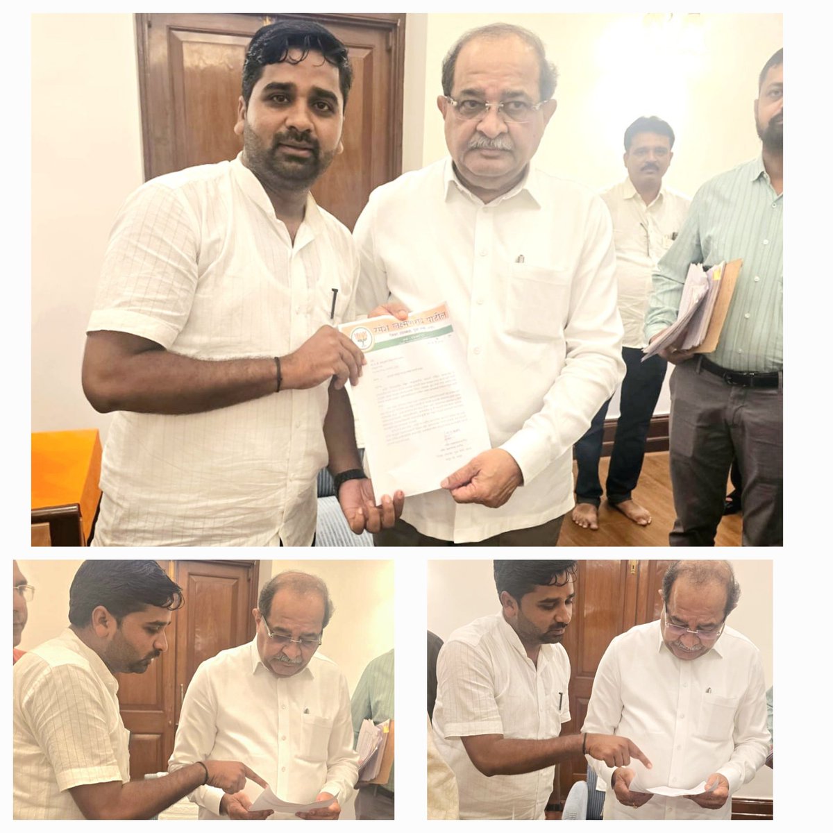 RameshLPatil's tweet photo. #मुंबई 📍

#मुंबई :- आज मुंबई येथे कॅबिनेट महसूल मंत्री श्री.ना.राधाकृष्ण विखे पाटील जी यांच्याकडे चाकूर तालुक्यातील चापोली गावास महसूल मंडळ करावे निवेदनद्वारे मागणी केली. सकारात्मक प्रतिसाद मिळाला.!
 @RVikhePatil  @Infolatur @Iasvarshathakur @LaturDm
#mumbai #mahasul #mandala https://t.co/lNSB2bdTNO