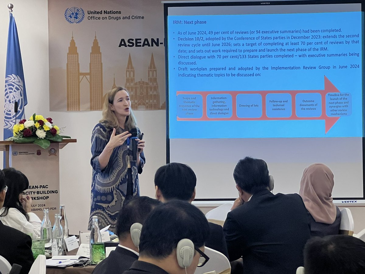 Nichanee's tweet photo. 📣 Happening now! #ASEANPAC Workshop co-hosted by the State Inspection Authority 🇱🇦 and @UNODC_AC  in Luang Prabang. Delegates from #ASEAN Member States are gathered to discuss key findings and strategies for #UNCAC Implementation creating a culture of integrity &amp; accountability. https://t.co/m35G76vS9H