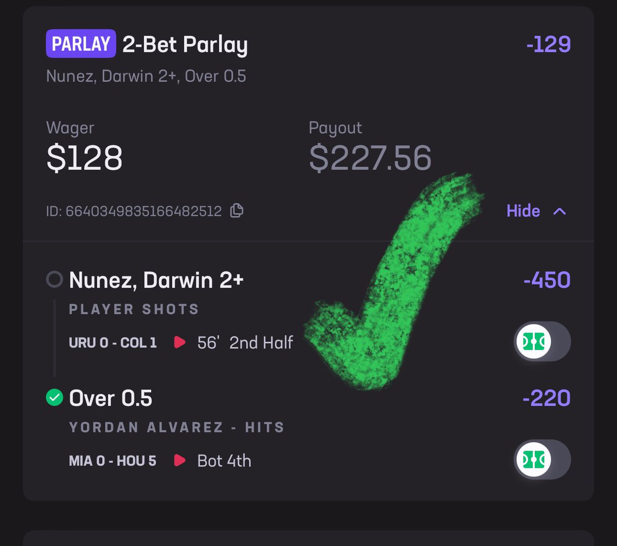 fyreinvestor's tweet photo. 25W-3Ls past 28 plays…I’m on a heater and totally locked in. 
Link 🔗 @DFSnDONUTS https://t.co/iJrDCKMafP