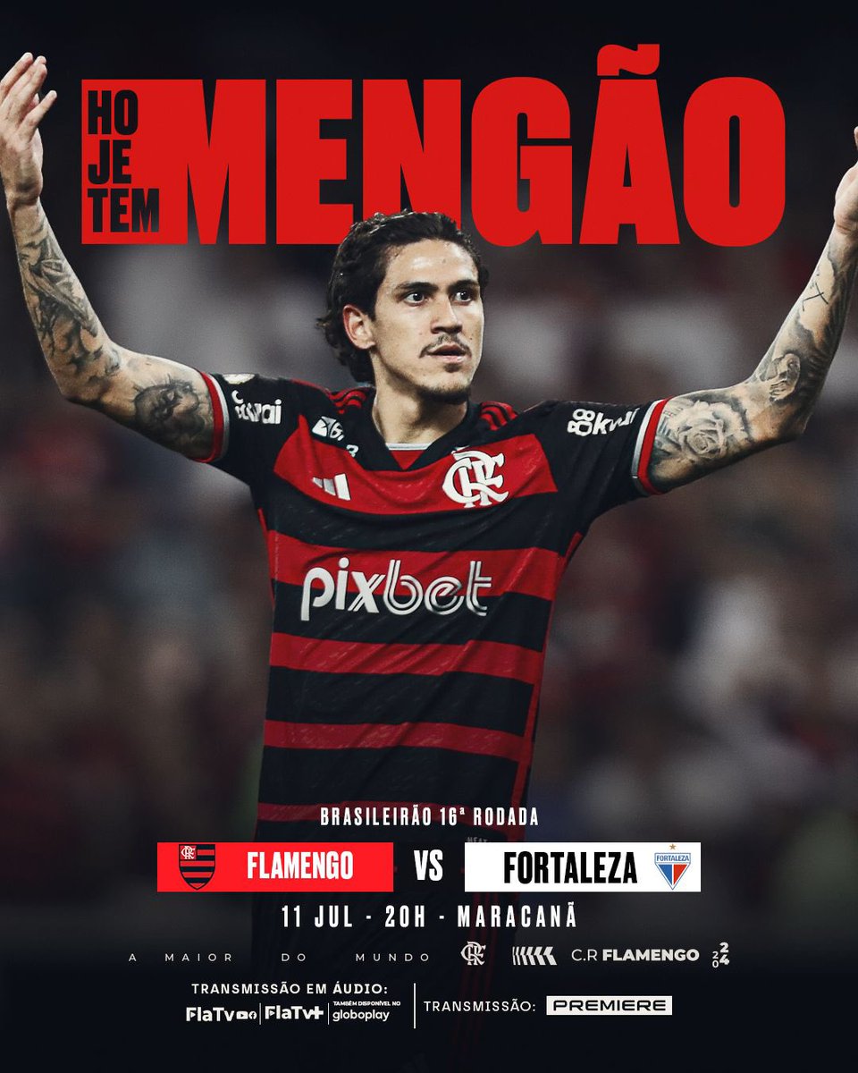 HOJE TEM MENGÃO NO BRASILEIRÃO! 

Às 20h, o Mais Querido enfrenta o Fortaleza, no Maracanã! Vamos com tudo em busca dos três pontos! 

#FLAxFOR #VamosFlamengo