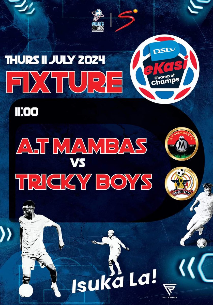 AtMambas's tweet photo. This is the day that the Lord has Made and we shall rejoice in it :
@SuperSportTV @SSFootball , @Phillys_Games Presents to you  @DStv Ekasi Champ of Champs 2024 . #Isukala! #DECOC24 #DECOC2024 https://t.co/uOAVqAWU6u