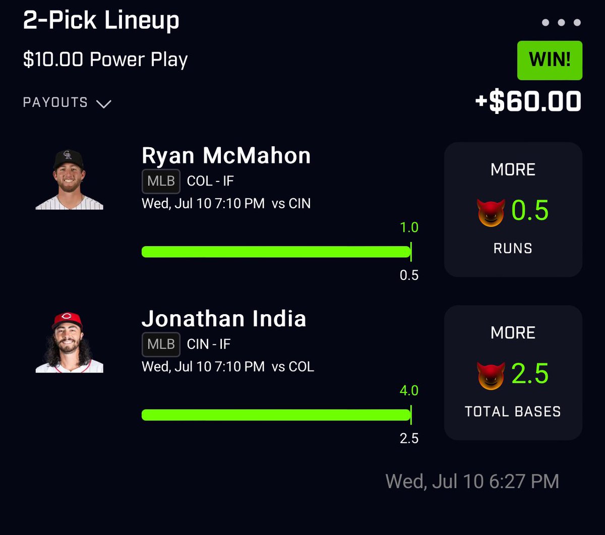 DFSNicholas's tweet image. Not a bad day/night at all. @PrizePicks