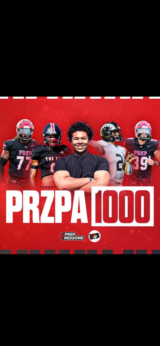 Very grateful to be ranked top 100 in PA at LB by <a href="/PrepRedzonePA/">Prep Redzone Pennsylvania</a> @PRZPAvic