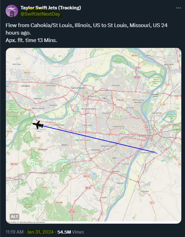 llamafterglow's tweet photo. 1. "Taylor Swift 13 minute flight"
The infamous '13 minute flight' took place on January 31 2024. 4 days later the same jet was officially registered under someone else. As proved and posted by the original tracking account, these were maintenance flights that Taylor was not on https://t.co/pzplKsieXU