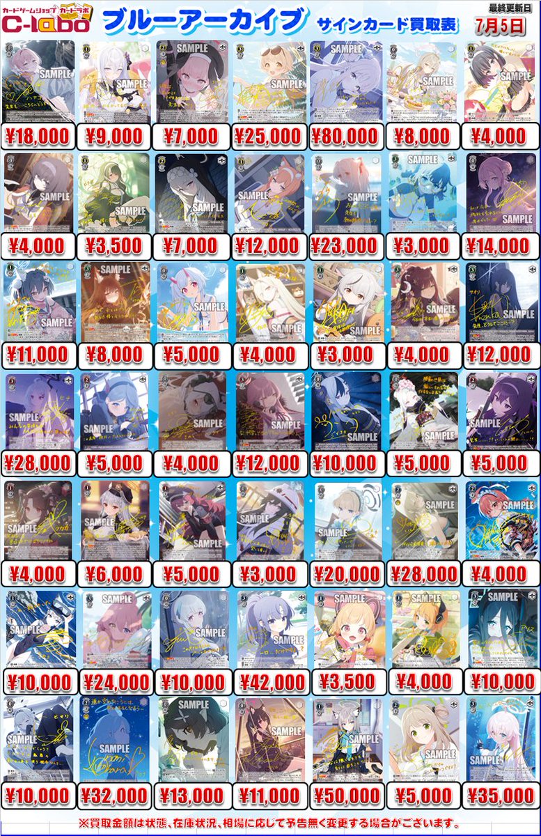 WS 買取情報】 ヴァイスシュヴァルツ 「ブルーアーカイブ」「アズール