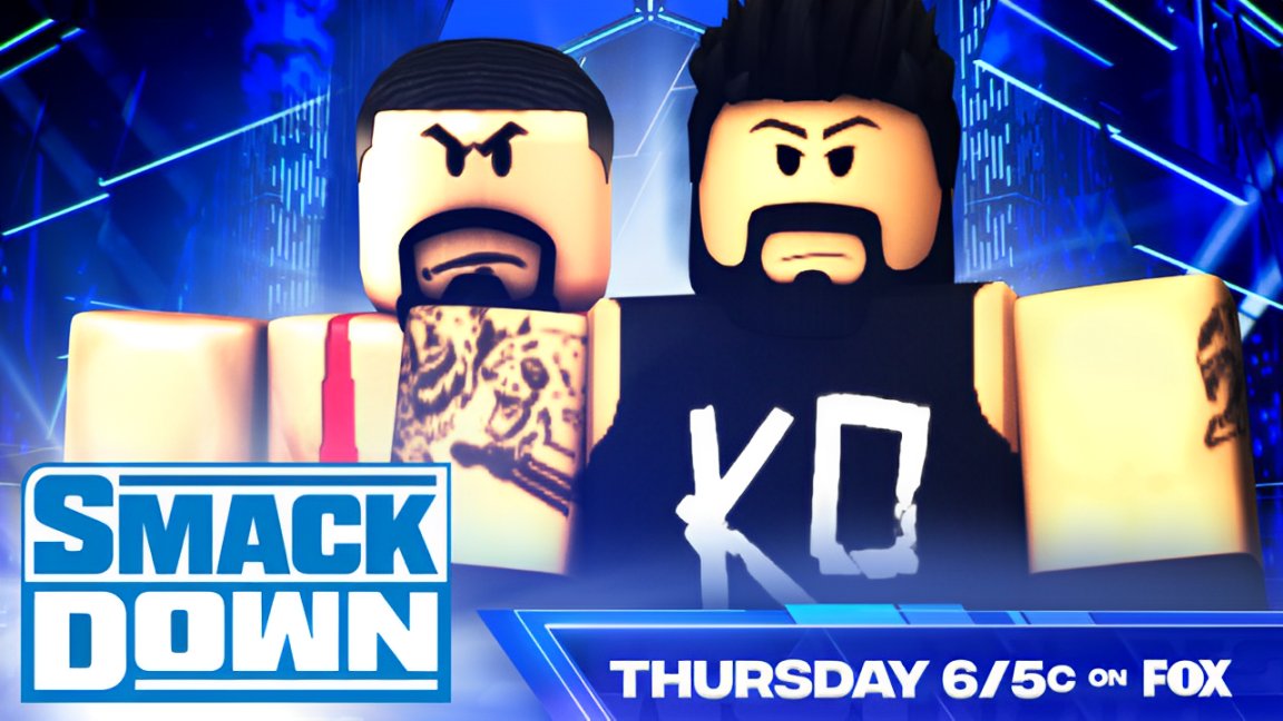 WWERPMedia's tweet photo. Thursday on #WWERPSmackdown
π₯ #TreUso goes against #LocalSikoa in an Extreme Rules Match
π #MeloOrton makes his in ring return against The Prince #AABalor
π @TartuMadeJarko after making his debut on #WWERPRaw goes up against @Hood33x
πΊ 6/5c on @Roblox https://t.co/EgBwQoTQQ3